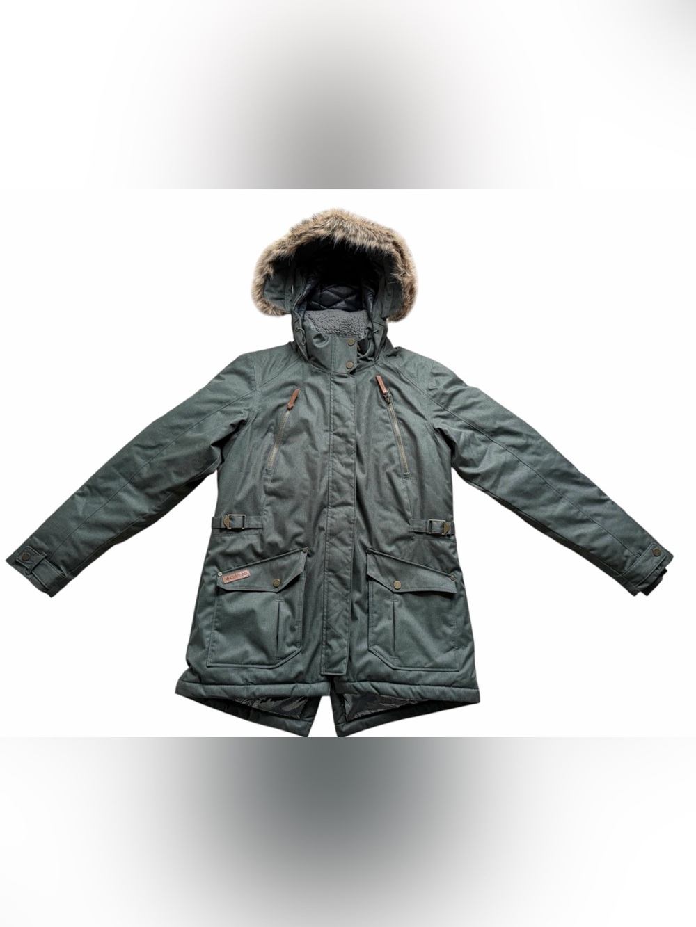 Columbia Barlow Pass 550 TurboDown Hooded Jacket Large Green Omni Heat Parka